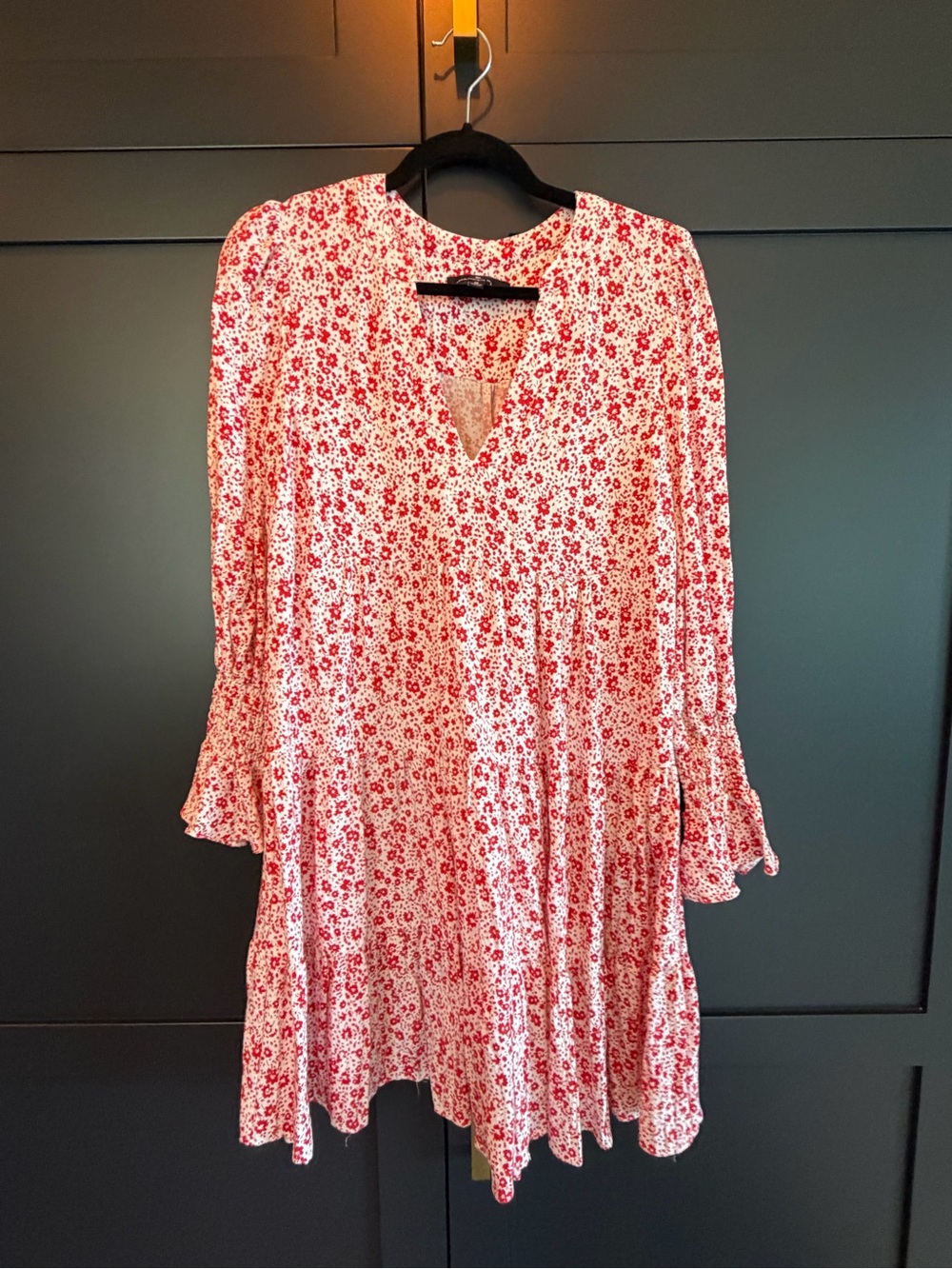 Pomander Place Red and White Floral Swing Dress